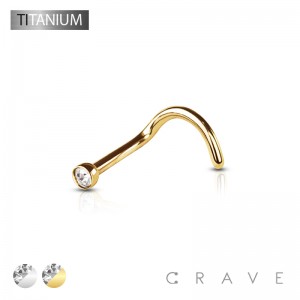IMPLANT GRADE SOLID TITANIUM NOSE SCREW FISH HOOK WITH PRESS FIT GEM